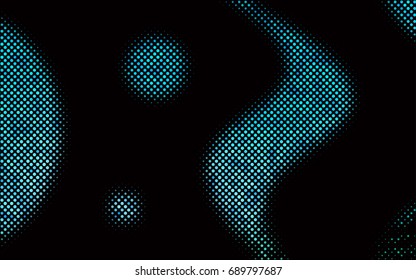 Dark Blue, Green vector banner with circles, spheres. Abstract spots. Background of Art bubbles in halftone style with colored gradient.