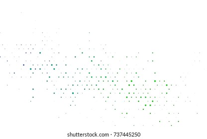 Dark Blue, Green vector banner with circles, spheres. Abstract spots. Background of Art bubbles in halftone style with colored gradient.