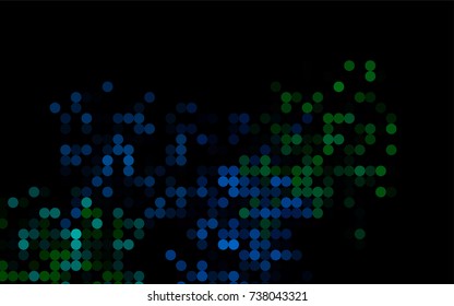 Dark Blue, Green vector banner with circles, spheres. Abstract spots. Background of Art bubbles in halftone style with colored gradient.