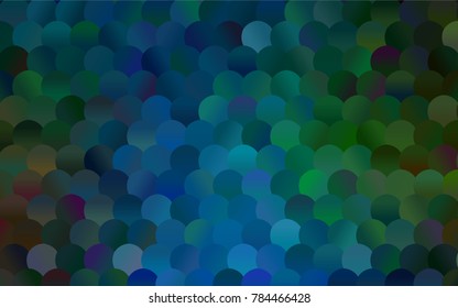 Dark Blue, Green vector banner with circles, spheres. Abstract spots. Background of Art bubbles in halftone style with colored gradient.