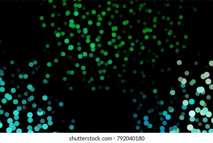 Dark Blue, Green vector banner with circles, spheres. Abstract spots. Background of Art bubbles in halftone style with colored gradient.