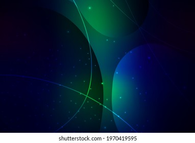 Dark Blue, Green vector Beautiful colorful illustration with circles, lines. Blurred bubbles on abstract background with colorful gradient. Simple design for your web site.