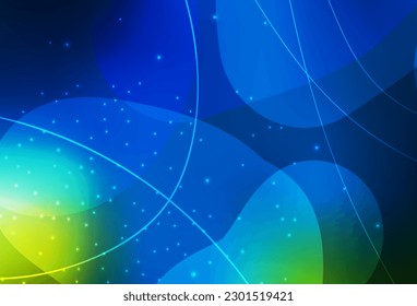Dark Blue, Green vector Beautiful colorful illustration with circles, lines. Modern abstract illustration with colorful water drops. Base for booklets, leaflets