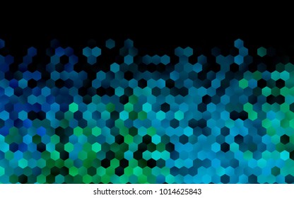 Dark Blue, Green vector blurry hexagon background design. Geometric background in Origami style with gradient. 