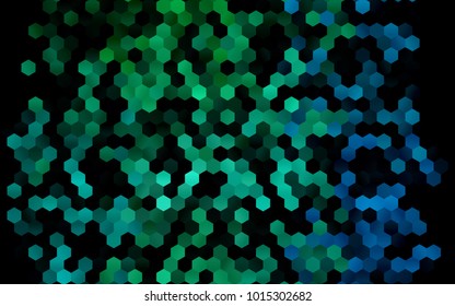 Dark Blue, Green vector blurry hexagon background design. Geometric background in Origami style with gradient. 