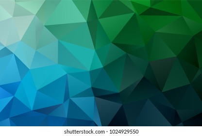 Dark Blue, Green vector blurry triangle pattern. Creative geometric illustration in Origami style with gradient. The template can be used as a background for cell phones.