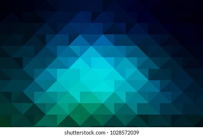 Dark Blue, Green vector blurry triangle background. Geometric illustration in Origami style with gradient.  Brand-new style for your business design.
