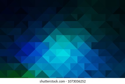 Dark Blue, Green vector blurry triangle background. Modern geometrical abstract illustration with gradient. A completely new design for your business.