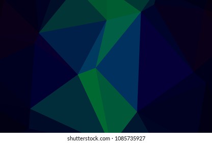 Dark Blue, Green vector blurry triangle texture. Polygonal abstract illustration with gradient. Brand-new style for your business design.