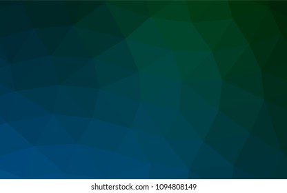 Dark Blue, Green vector blurry triangle pattern. Creative illustration in halftone style with gradient. The polygonal design can be used for your web site.