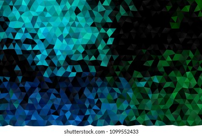 Dark Blue, Green vector blurry triangle pattern. A completely new color illustration in a vague style. Brand new design for your business.