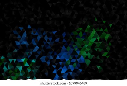 Dark Blue, Green vector blurry triangle pattern. Glitter abstract illustration with an elegant design. A new texture for your design.