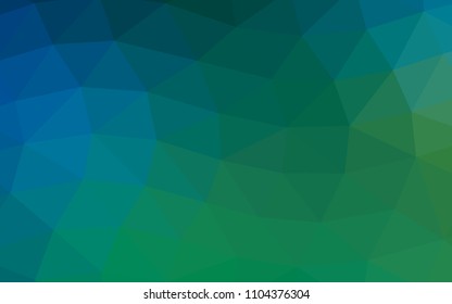 Dark Blue, Green vector blurry hexagon blurry triangle. Geometric illustration in Origami style with gradient.  Brand new style for your business design.