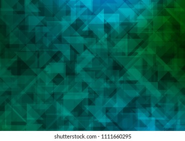 Dark Blue, Green vector blurry hexagon blurry triangle. Shining colored illustration in a Brand new style. The textured pattern can be used for background.