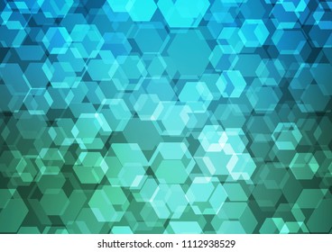 Dark Blue, Green vector blurry hexagon pattern. A sample with polygonal shapes. A completely new template for your business design.