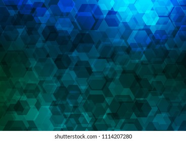 Dark Blue, Green vector blurry hexagon template. Shining colored illustration in a Brand new style. The best hexagonal design for your business.