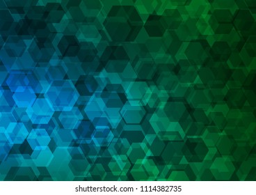 Dark Blue, Green vector blurry hexagon background. Geometric illustration in Origami style with gradient.  A completely new design for your business.