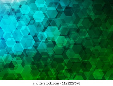 Dark Blue, Green vector blurry hexagon template. A completely new color illustration in a vague style. The textured pattern can be used for background.