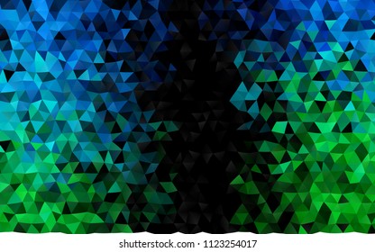 Dark Blue, Green vector blurry triangle pattern. Brand new colored illustration in blurry style with gradient. Brand new style for your business design.