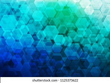 Dark Blue, Green vector blurry hexagon background. Creative geometric illustration in Origami style with gradient. A completely new template for your business design.