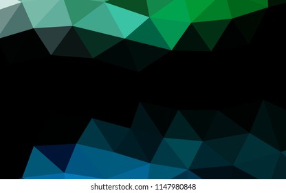Dark Blue, Green vector blurry hexagon blurry triangle. Colorful illustration in abstract style with gradient. Brand new style for your business design.