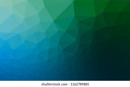 Dark Blue, Green vector blurry hexagon texture. Shining illustration, which consist of triangles. Brand new style for your business design.
