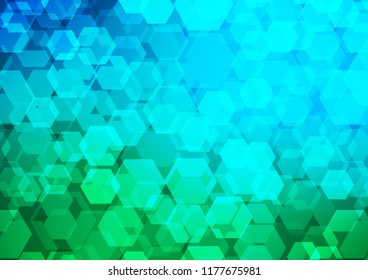 Dark Blue, Green vector blurry hexagon background. An elegant bright illustration with gradient. The completely new template can be used for your brand book.