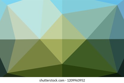Dark Blue, Green vector blurry hexagon pattern. Geometric illustration in Origami style with gradient.  The polygonal design can be used for your web site.