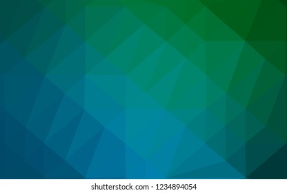 Dark Blue, Green vector blurry triangle texture. Modern geometrical abstract illustration with gradient. Template for your brand book.