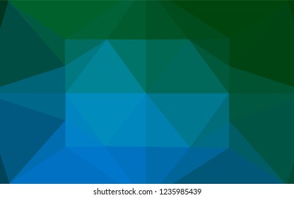 Dark Blue, Green vector blurry hexagon texture. Geometric illustration in Origami style with gradient.  Brand new style for your business design.