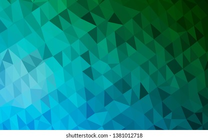 Dark Blue, Green vector blurry triangle texture. Modern geometrical abstract illustration with gradient. The best triangular design for your business.