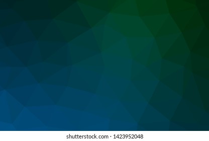 Dark Blue, Green vector blurry triangle texture. Geometric illustration in Origami style with gradient. Brand new style for your business design.