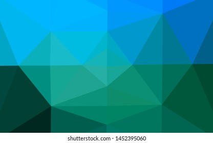 Dark Blue, Green vector blurry triangle texture. Colorful illustration in Origami style with gradient.  The best triangular design for your business.