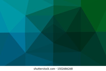 Dark Blue, Green vector blurry triangle texture. Colorful illustration in Origami style with gradient.  Template for a cell phone background.