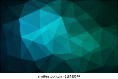 Dark Blue, Green vector blurry triangle background design. Geometric background in Origami style with gradient. 