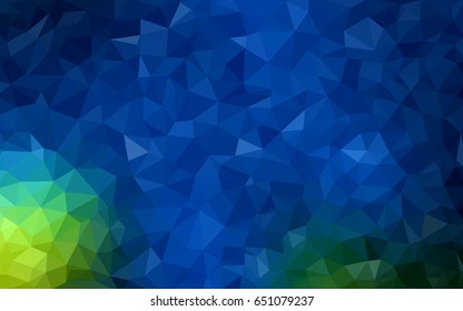 Dark Blue, Green vector blurry triangle background design. Geometric background in Origami style with gradient. 