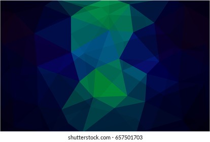 Dark Blue, Green vector blurry triangle background design. Geometric background in Origami style with gradient. 