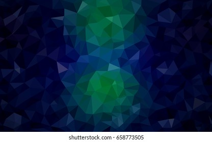 Dark Blue, Green vector blurry triangle background design. Geometric background in Origami style with gradient. 