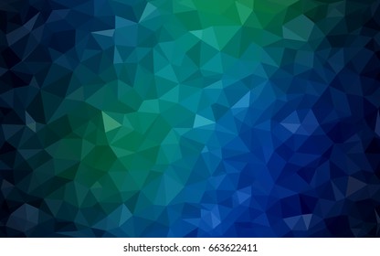 Dark Blue, Green vector blurry triangle background design. Geometric background in Origami style with gradient. 