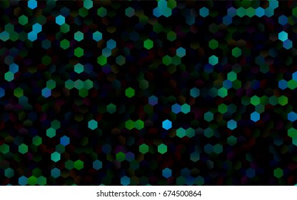 Dark Blue, Green vector blurry hexagon background design. Geometric background in Origami style with gradient. 
