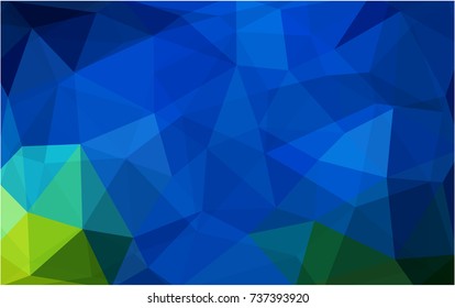 Dark Blue, Green vector blurry triangle background design. Geometric background in Origami style with gradient. 