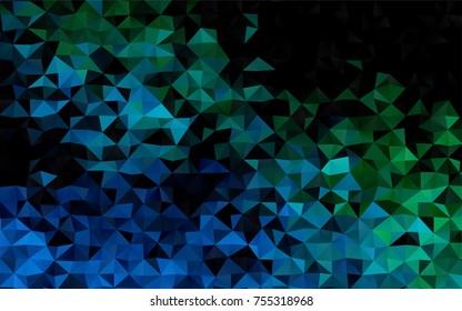 Dark Blue, Green vector blurry triangle pattern. A completely new color illustration in a vague style. Brand-new style for your business design.