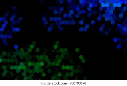 Dark Blue, Green vector blurry hexagon background design. Geometric background in Origami style with gradient. 
