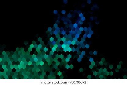 Dark Blue, Green vector blurry hexagon background design. Geometric background in Origami style with gradient. 
