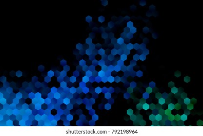 Dark Blue, Green vector blurry hexagon background design. Geometric background in Origami style with gradient. 