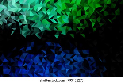 Dark Blue, Green vector blurry triangle pattern. Modern geometrical abstract illustration with gradient. The completely new template can be used for your brand book.