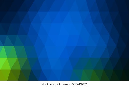 Dark Blue, Green vector blurry triangle background design. Geometric background in Origami style with gradient. 