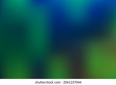 Dunkelblau, grüner Vektor-Bokeh-Vorlage. Farbige Illustration im abstrakten Stil mit Farbverlauf. Vorlage für Mobiltelefone.