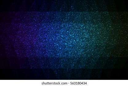 Dark Blue Green vector christmas postcard low polygon background. Illustration consisting of triangles. Abstract triangular polygonal origami or crystal design of New Year celebration.