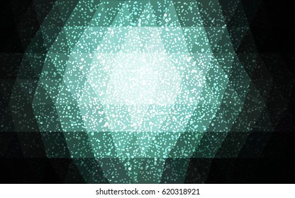 Dark Blue, Green vector christmas postcard low polygon background. Illustration consisting of triangles. Abstract triangular polygonal origami or crystal design of New Year celebration.